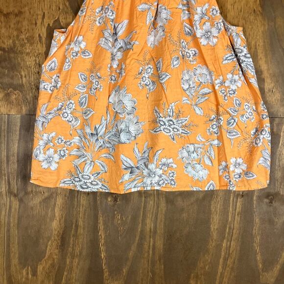 Ann Taylor Womens Blouse Marigold Tropical Floral Toile Smocked Halter XLarge - Picture 3 of 12